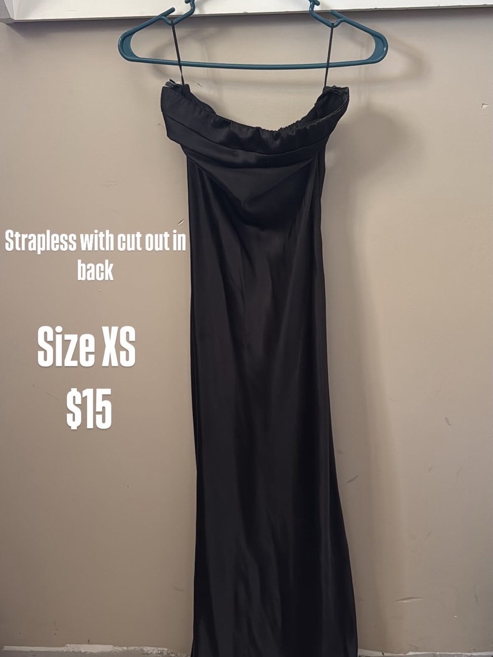 Black Strapless Satin Evening Dress